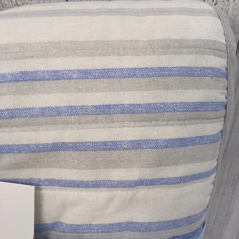 Tommy Hilfiger Quilt Set Full Queen Blue Bold Stripe Textured 100% Cotton Preppy